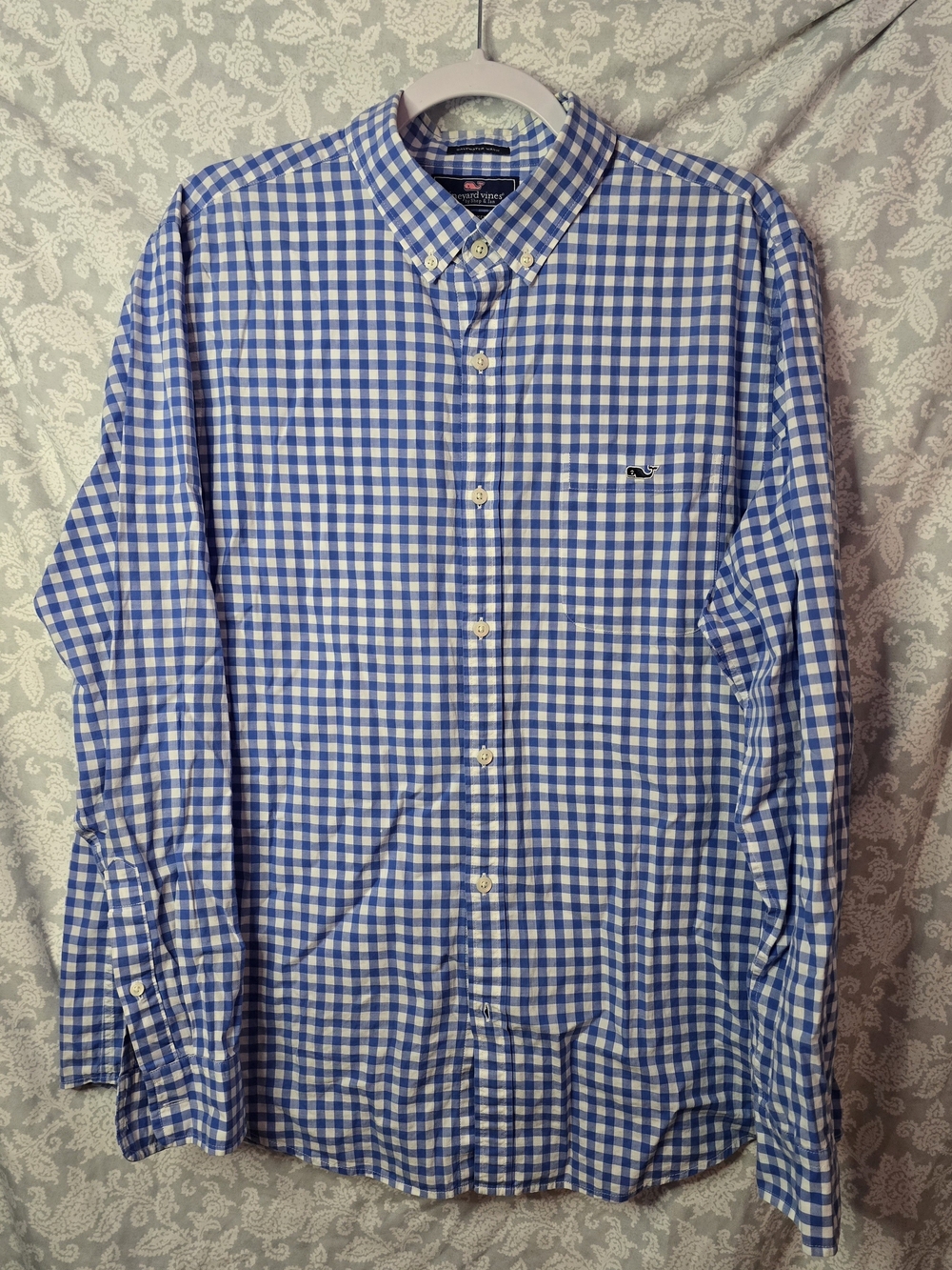 Vineyard Vines Blue and White Gingham Button-Down Shirt - Men